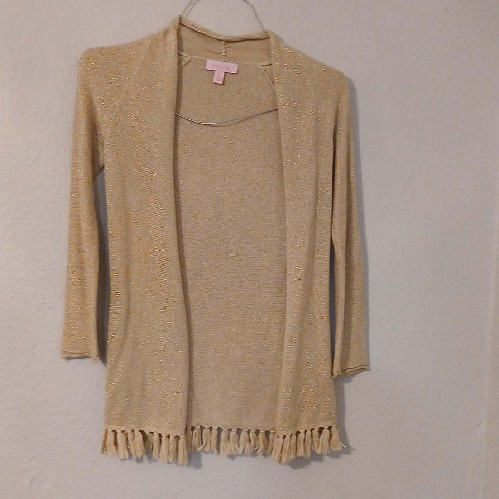 Lilly Pulitzer Gold Elegant Fringe Cardigan‎